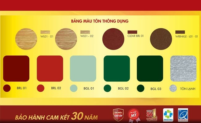 Bảng màu tôn hoa sen có sẵn