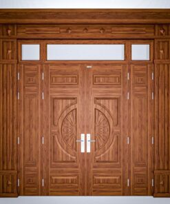 Cửa nhôm vân gỗ 4 cánh huỳnh hoa cúc - NTP