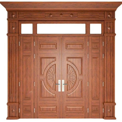 Cửa nhôm vân gỗ 4 cánh huỳnh hoa cúc