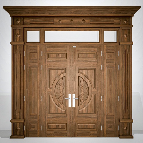Cửa nhôm vân gỗ 4 cánh huỳnh hoa cúc
