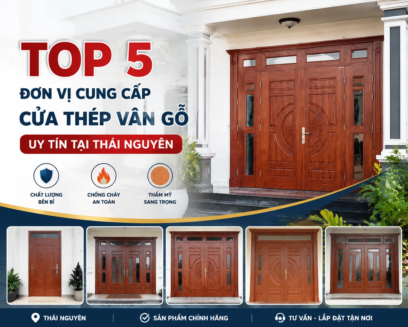 Top 5 địa chỉ bán cửa thép vân gỗ uy tín tại Thái Nguyên