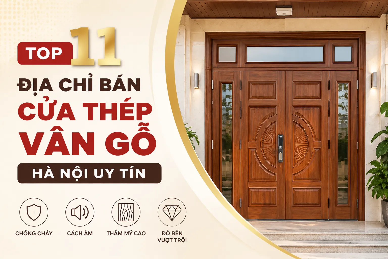 Top 11 đơn vị bán cửa thép vân gỗ Hà Nội uy tín được nhiều khách hàng lựa chọn nhờ chất lượng, độ bền và tính thẩm mỹ cao.