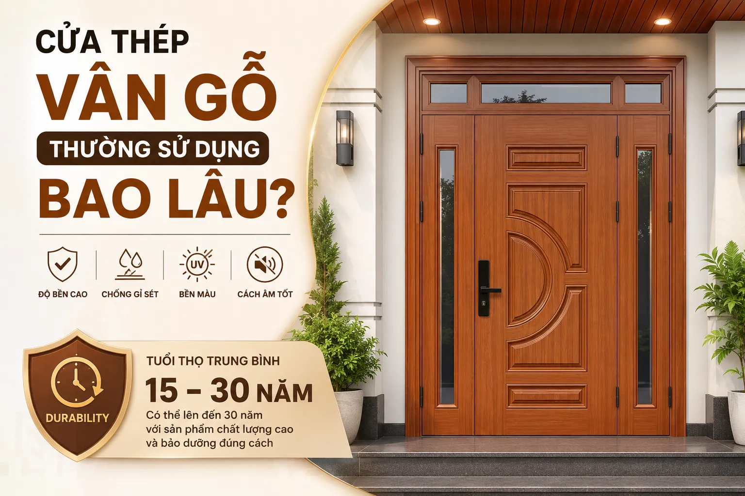 Cửa thép vân gỗ thường sử dụng được bao lâu?